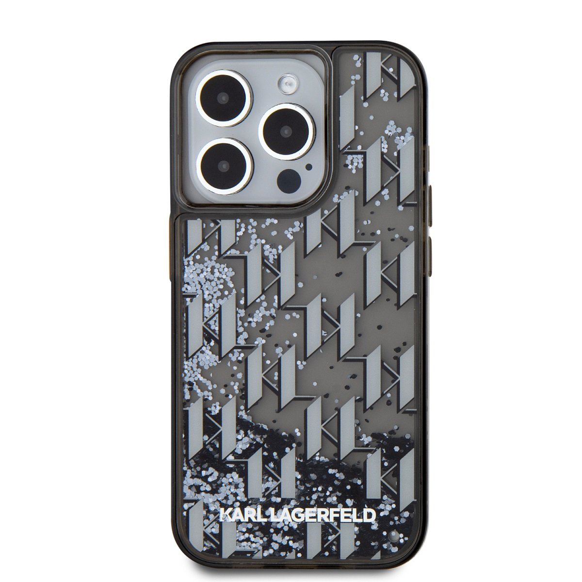 Karl Lagerfeld Liquid Glitter Monogram Gradient Case for iPhone 15 Pro / Black