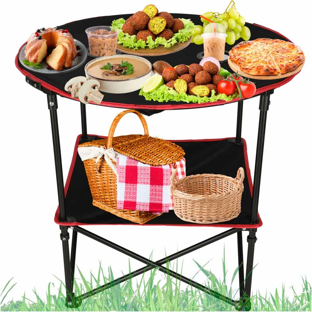 RoGer Folding camping table with carry bag, 72x72 cm