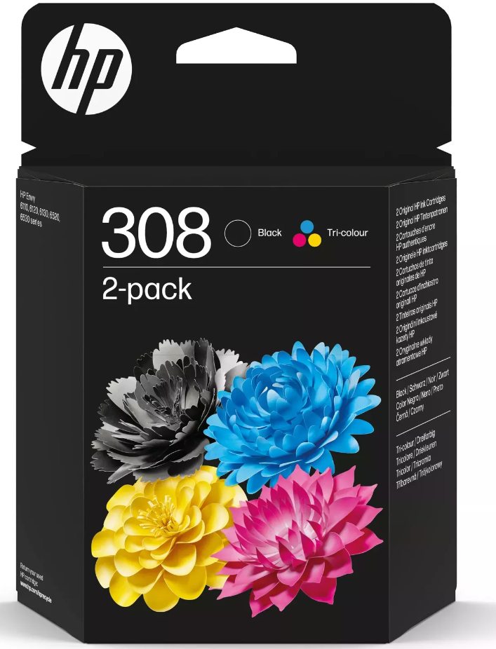 HP 308 2-Pack Ink Cartridges Black/Tri-color