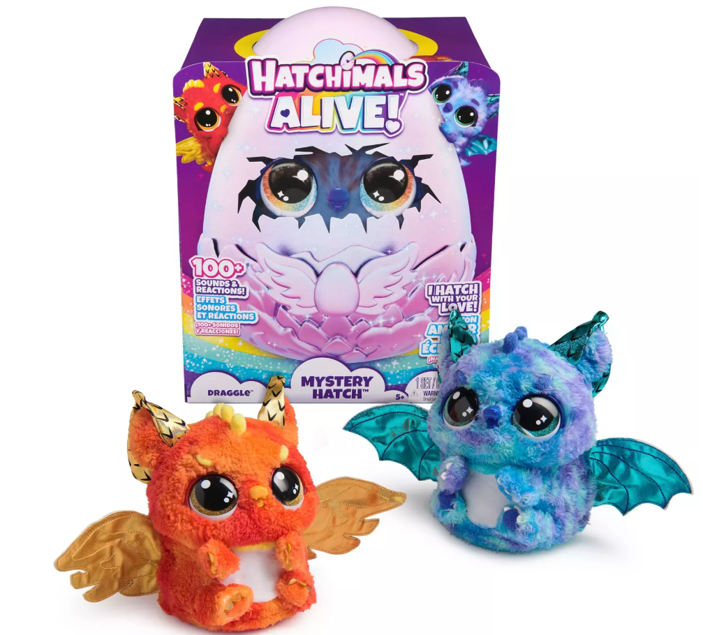 RoGer Hatchimals Alive Mystery Hatch Draggle Plush Toy - Pink