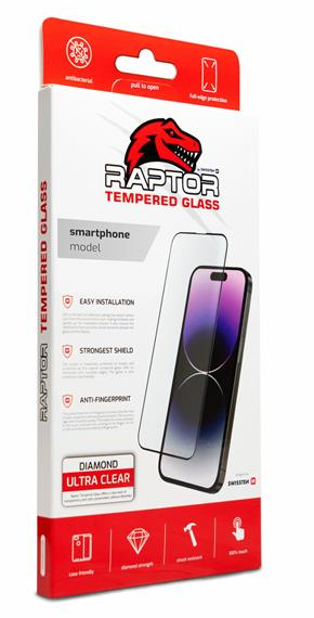 Swissten Raptor Diamond Ultra Full Face Tempered Glass Screen Protector for Apple iPhone 15, Black