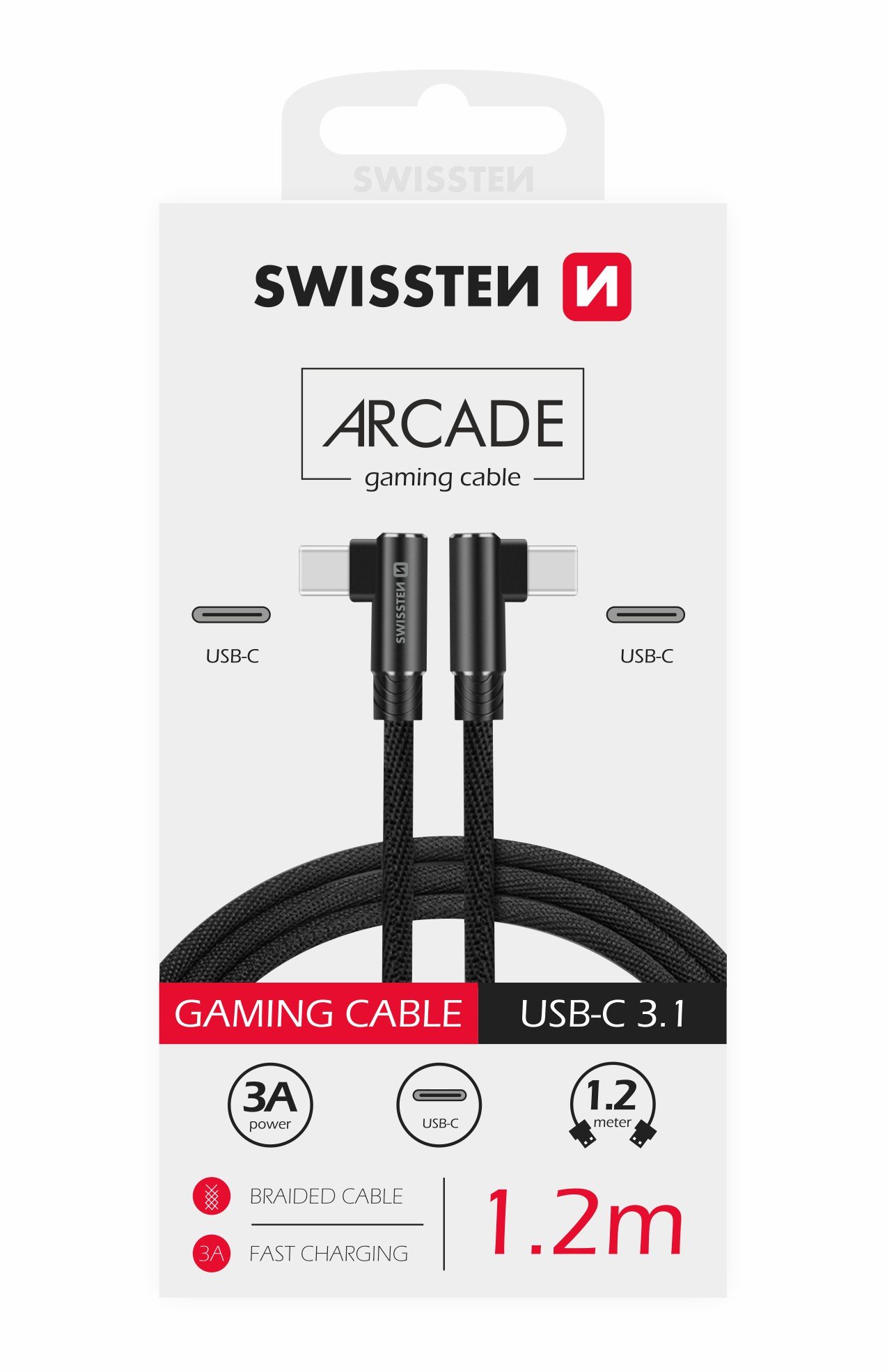 Swissten L Type Textile Universal Quick Charge 3.1 USB-C to USB-C Data and Charging Cable, 1.2m