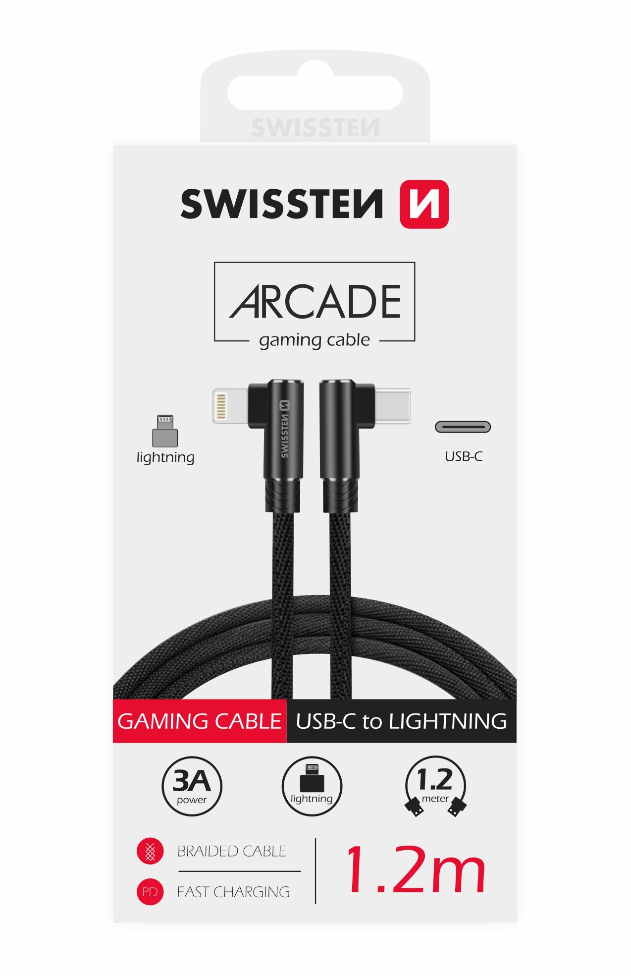 Swissten L Type Textile Universal Quick Charge 3.1 USB-C to Lightning Data and Charging Cable, 1.2m