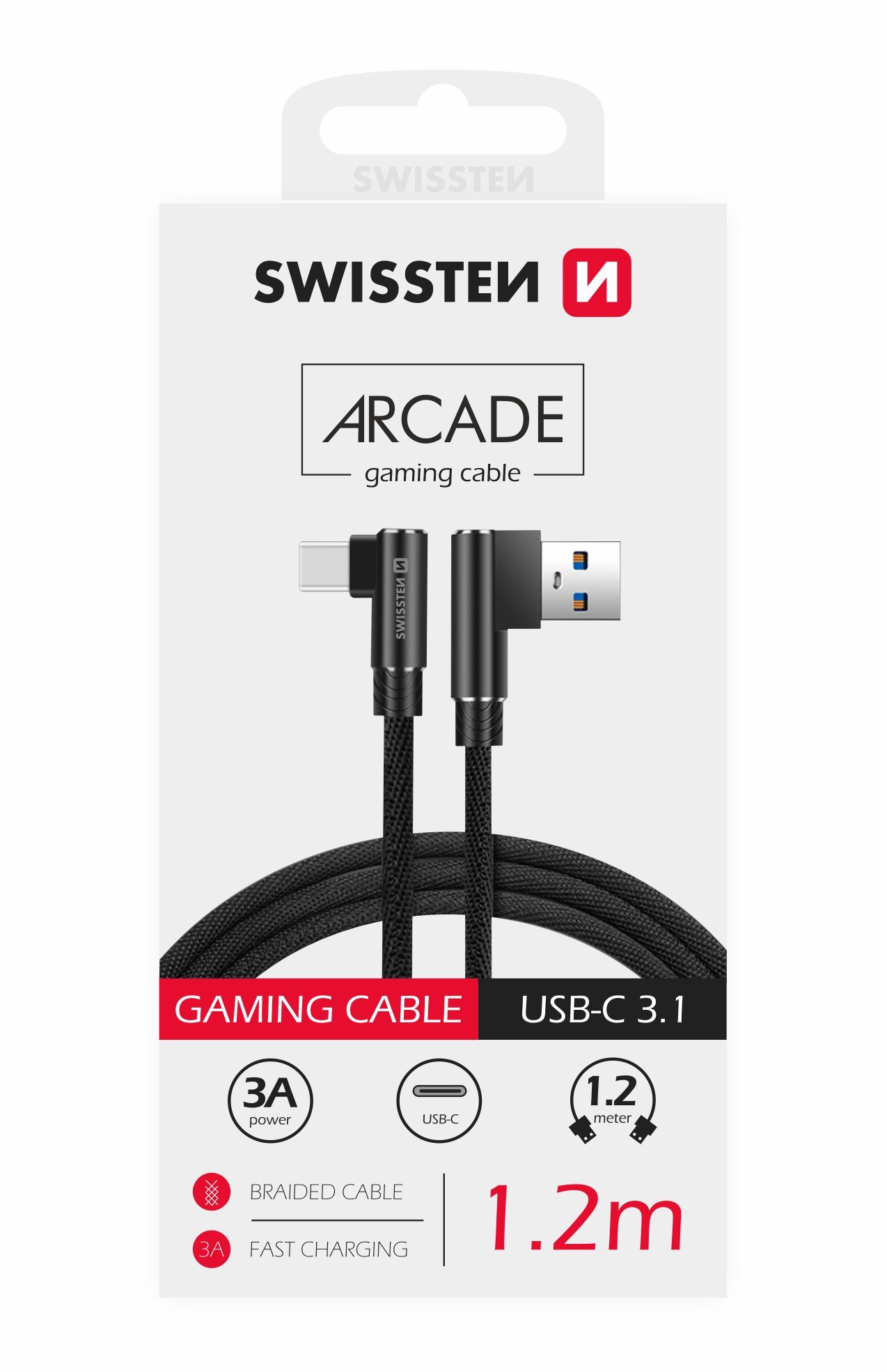 Swissten L Type Textile Universal Quick Charge 3.1 USB to USB-C Data and Charging Cable, 1.2m