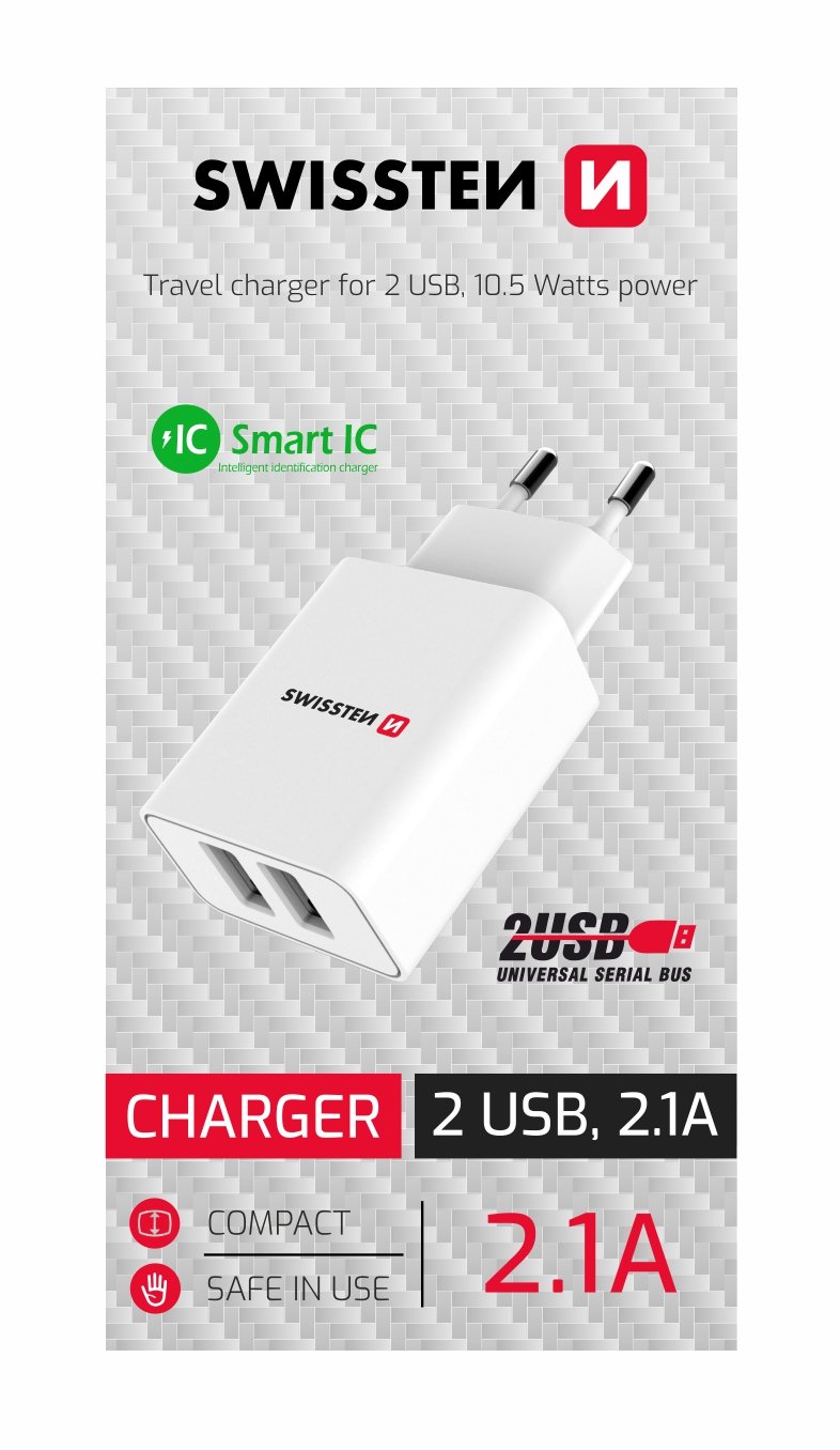 Swissten Smart Travel Charger 2x USB 2.1A