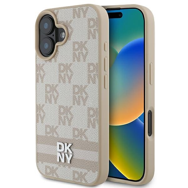 DKNY Checkered Pattern AND Printed Stripes Back Case for Apple iPhone 16