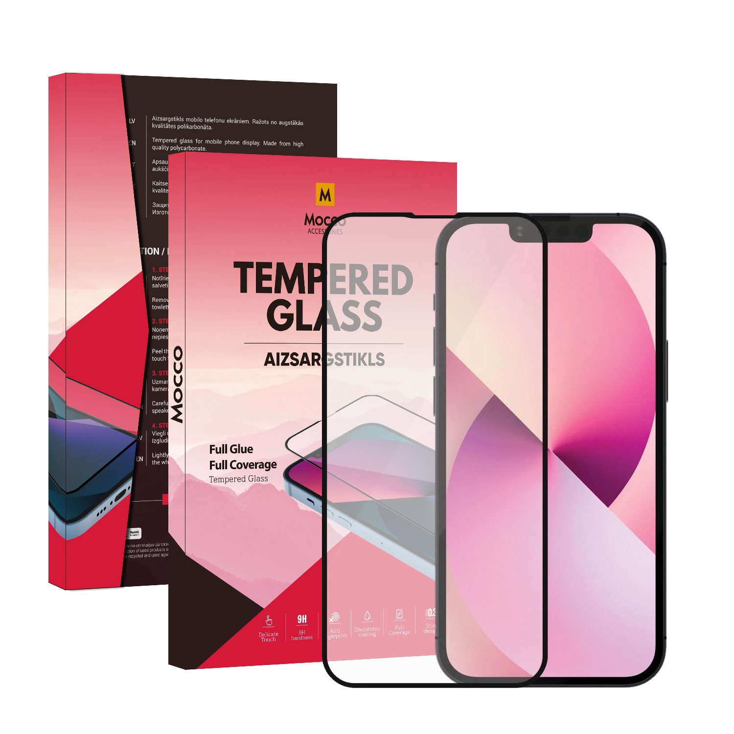 Mocco Full Glue Signature Edition Tempered Glass Full Coverage with Frame for Apple iPhone 13 Pro Max, Black