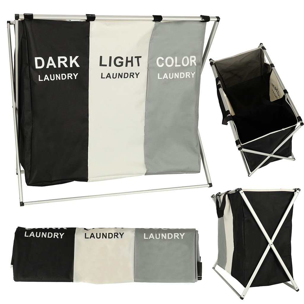 RoGer Laundry Basket Organizer, 3 compartments, 135 L