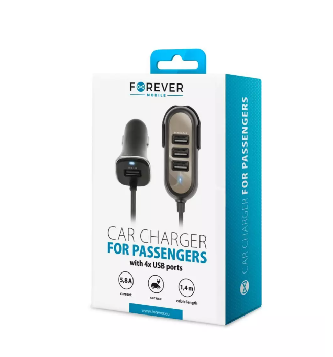 Forever PC-01 Car Charger, 4x USB / 5.8A