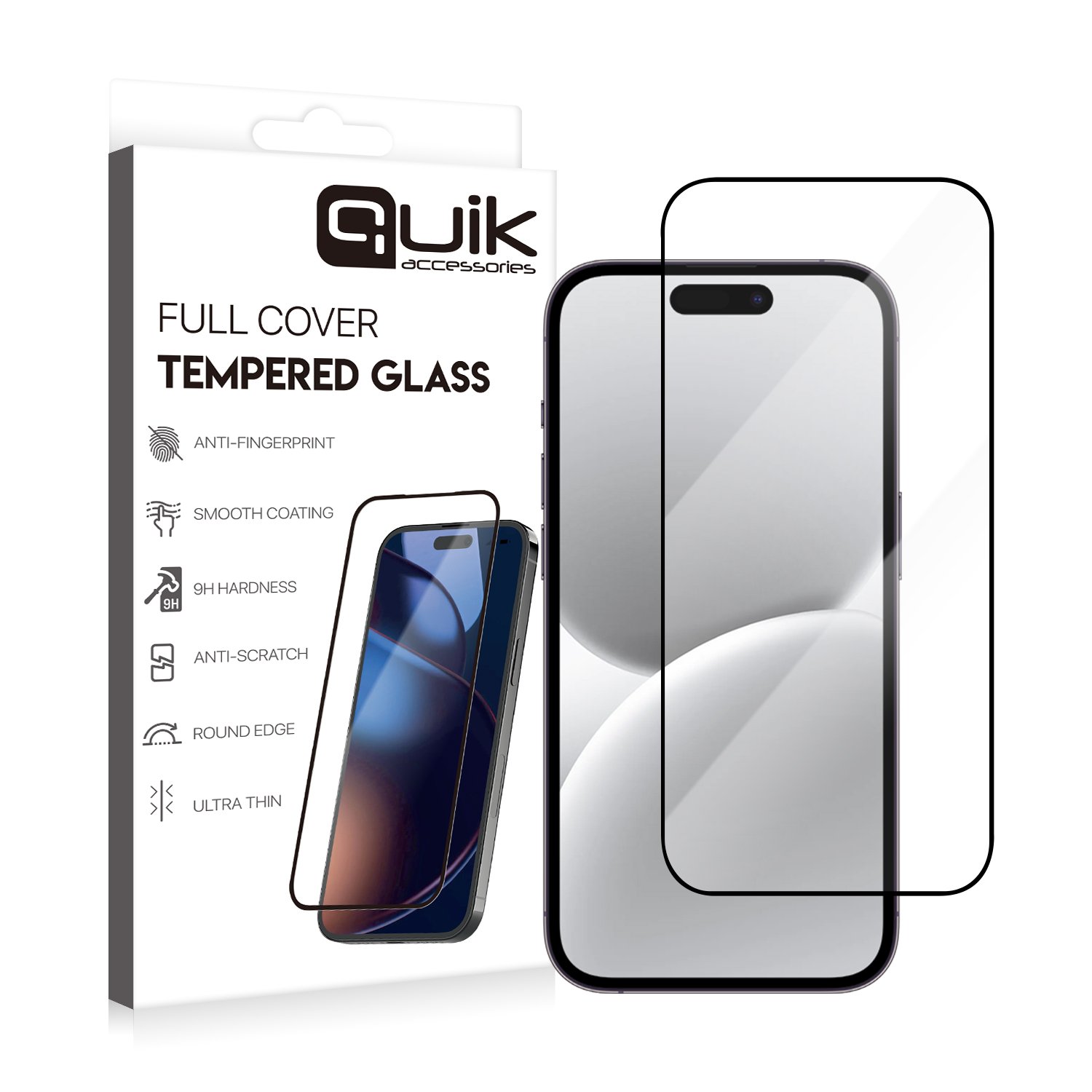 Quik Full Cover Tempered Glass Accessories for Apple iPhone 16