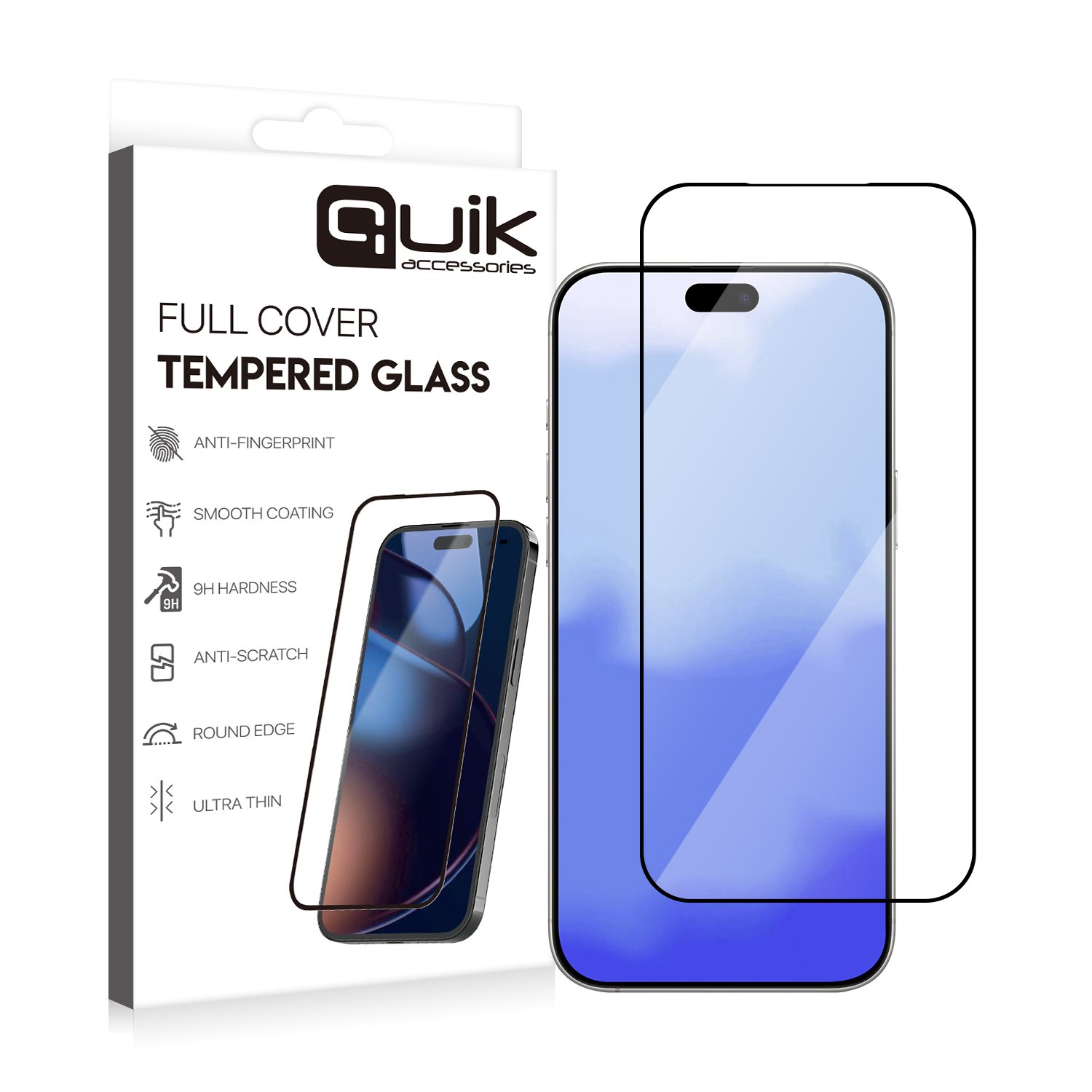 Quik Full Cover Tempered Glass Accessories for Apple iPhone 17 Pro