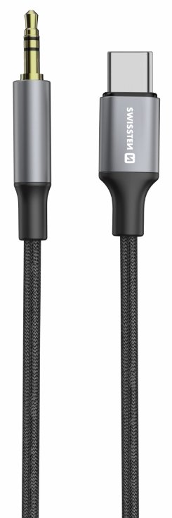 Swissten Audio Adapter Textile USB-C - 3.5mm Jack Cable, 1.5m