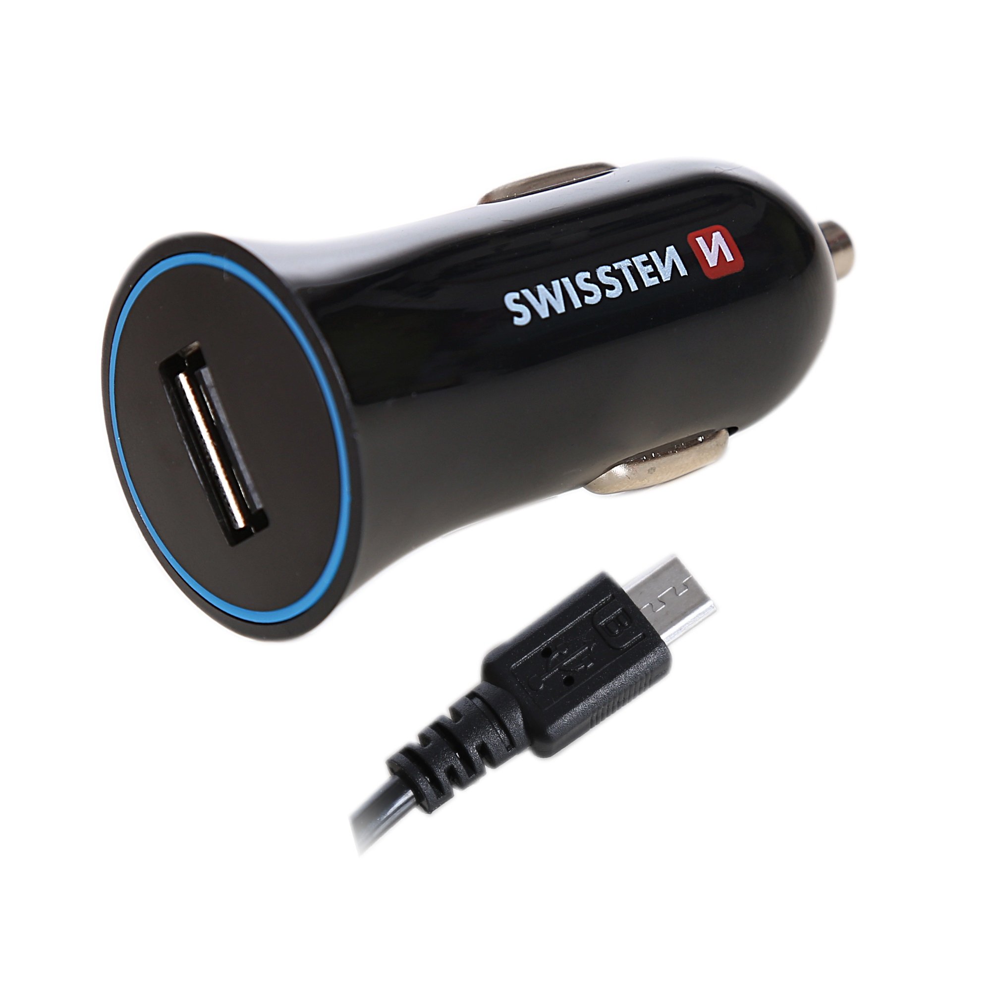 Swissten 12/24V 1A Car Charger with Micro USB Cable, 1.5m