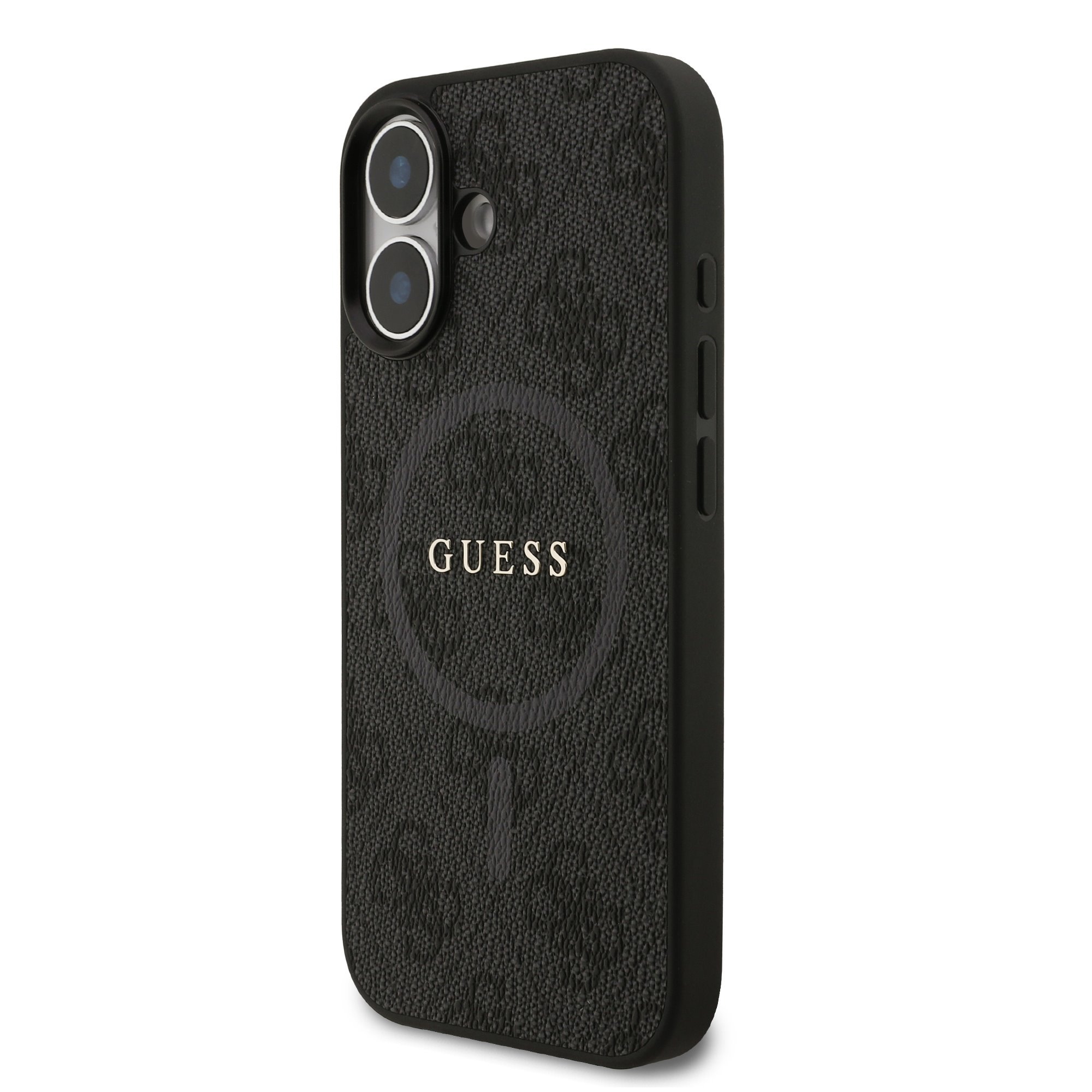 GUESS PU Leather 4G Colored Ring MagSafe Case for iPhone 17 / Black