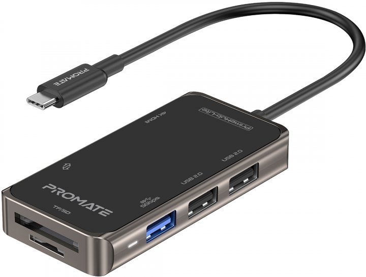Promate PrimeHub-Lite USB-C Multimedia Hub / 4K HDMI / USB3.0 / SD / PD