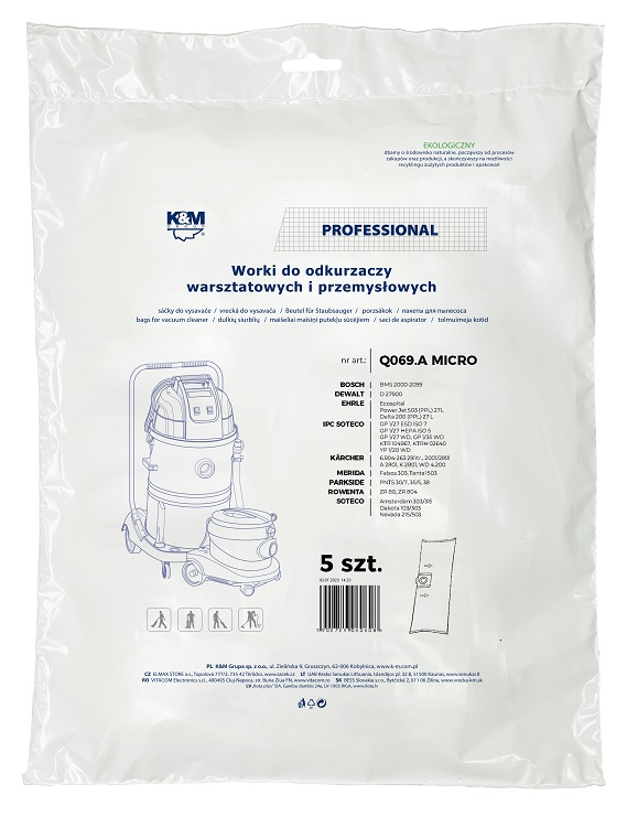 K AND M Vacuum cleaner bags for KARCHER (5-pack)