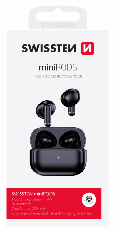 Swissten TWS Mini Pods Bluetooth Stereo Earbuds with Microphone