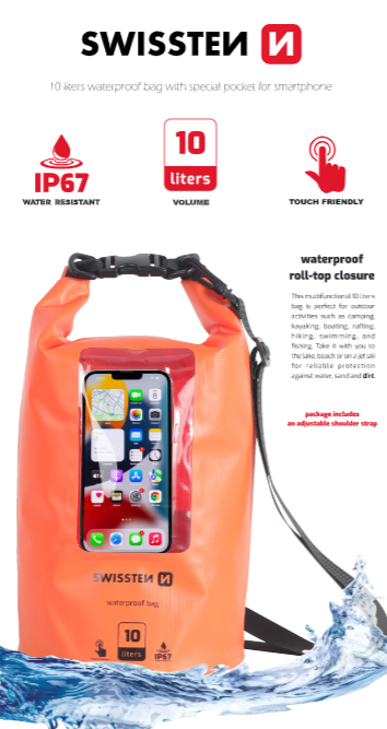Swissten Waterproof Universal Phone Case, 10L
