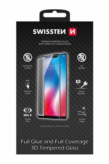 Swissten Ultra-Durable Full Face/Full Glue Tempered Glass Premium 9H Screen Protector for Samsung Galaxy A40, Black