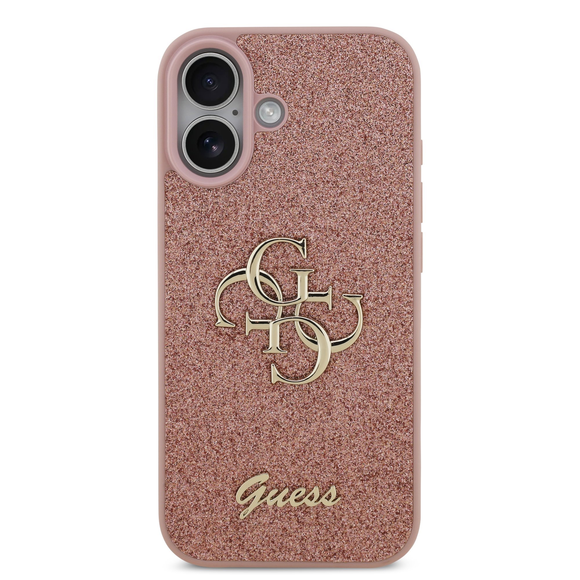 GUESS PU Fixed Glitter 4G Metal Logo Case for Apple iPhone 17