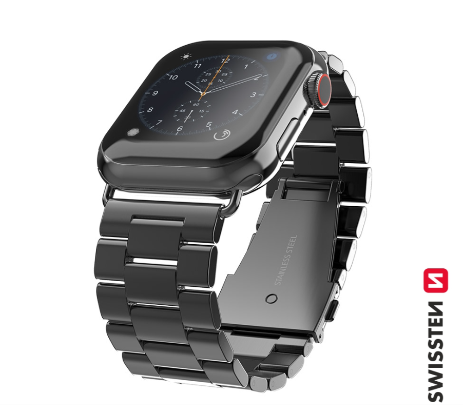 Swissten Metal Strap for Apple Watch 1/2/3/4/5/6/SE, 40 mm / 42 mm, Black