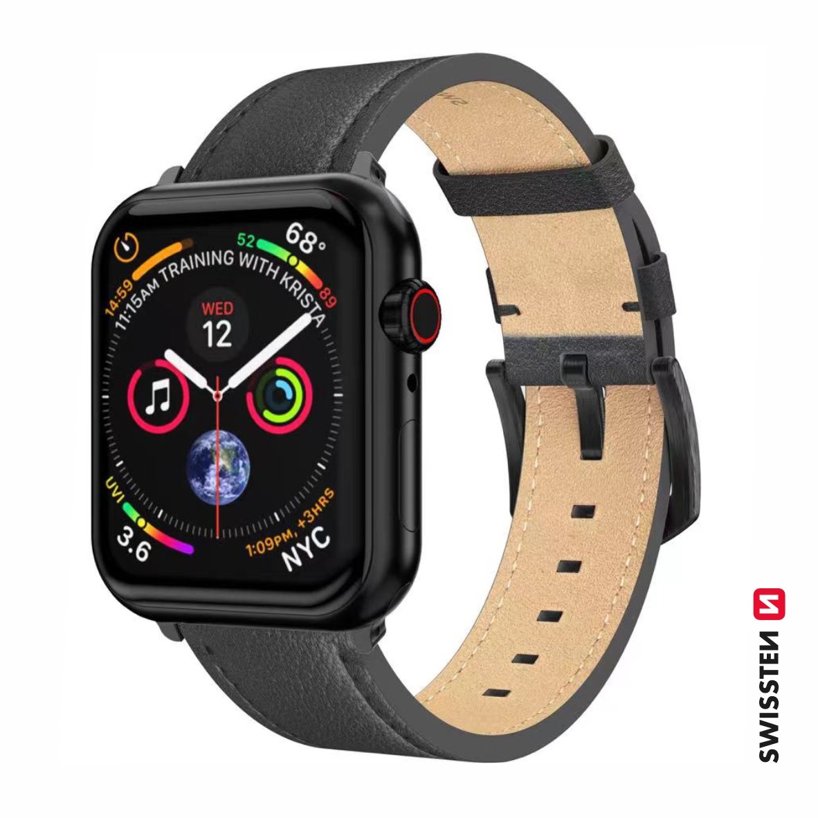 Swissten Leather Strap for Apple Watch 42/44/45/49mm