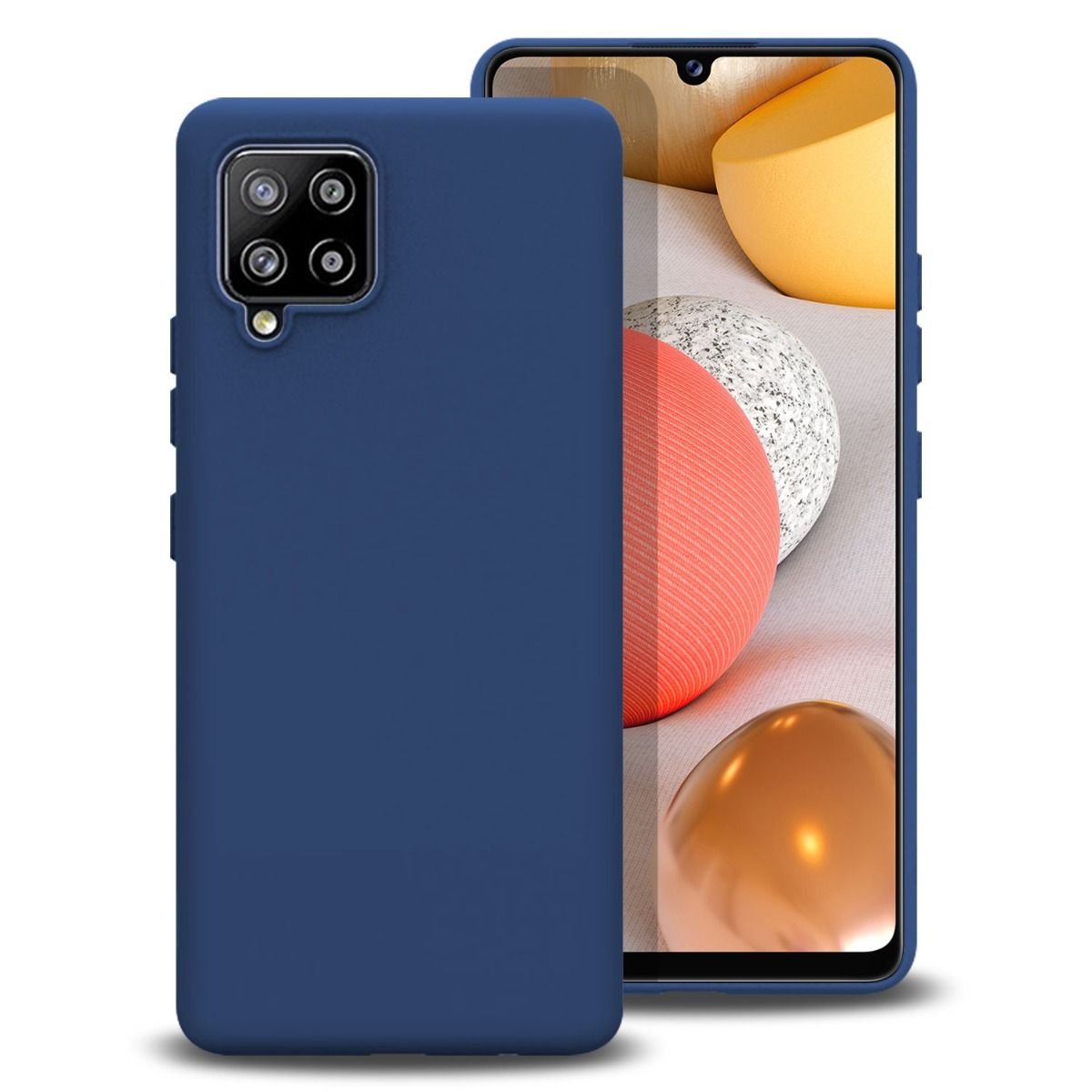 Mocco Liquid Silicone Soft Back Case for Samsung Galaxy A42 5G, Blue