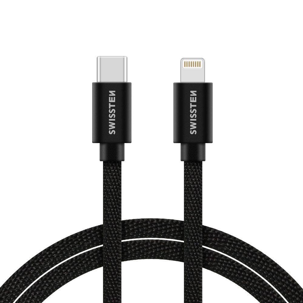 Swissten Textile Universal Quick Charge 3.1 USB-C to Lightning Data and Charging Cable, 2m