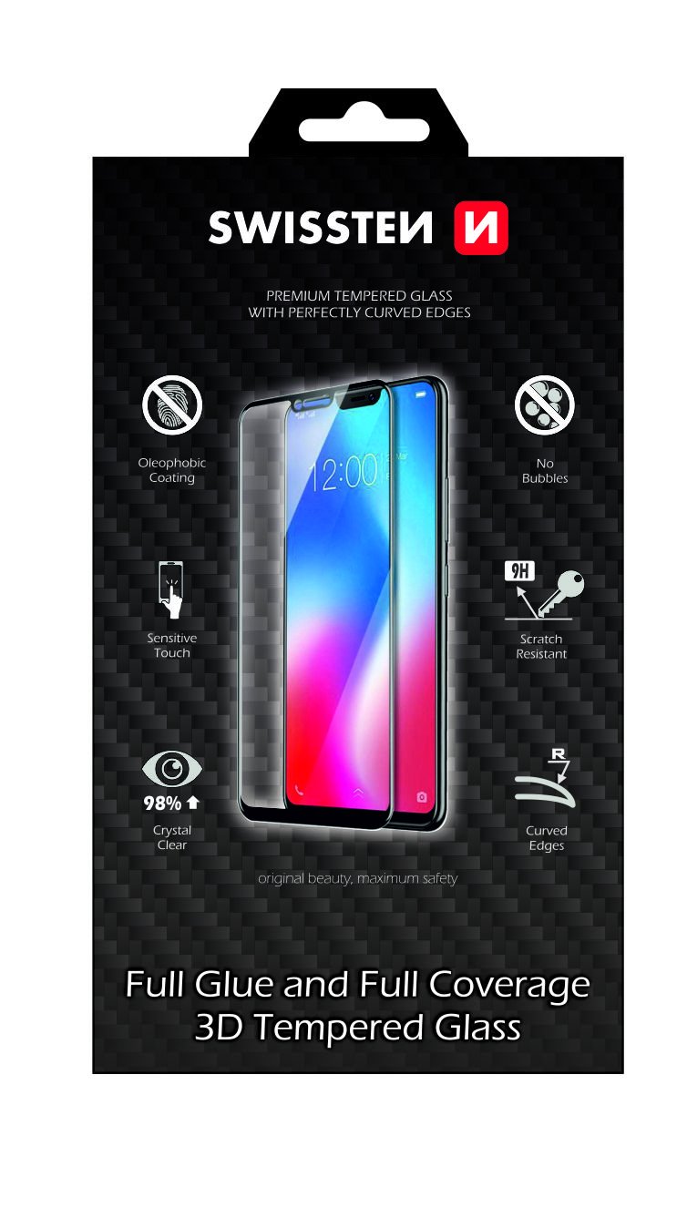 Swissten Ultra Durable Full Face / Full Glue Tempered Glass Premium 9H Screen Protector for Samsung Galaxy A52, Black