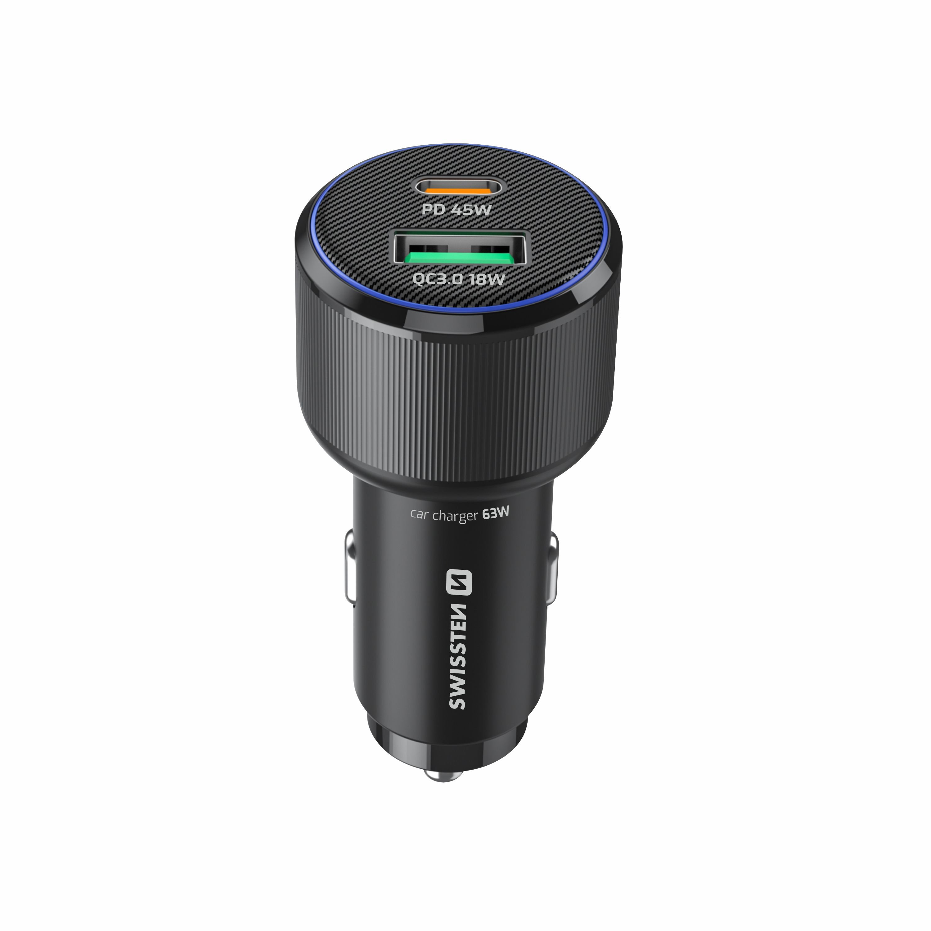 Swissten PD USB-C / USB Car Charger 63W with USB-C - USB-C Cable 1m