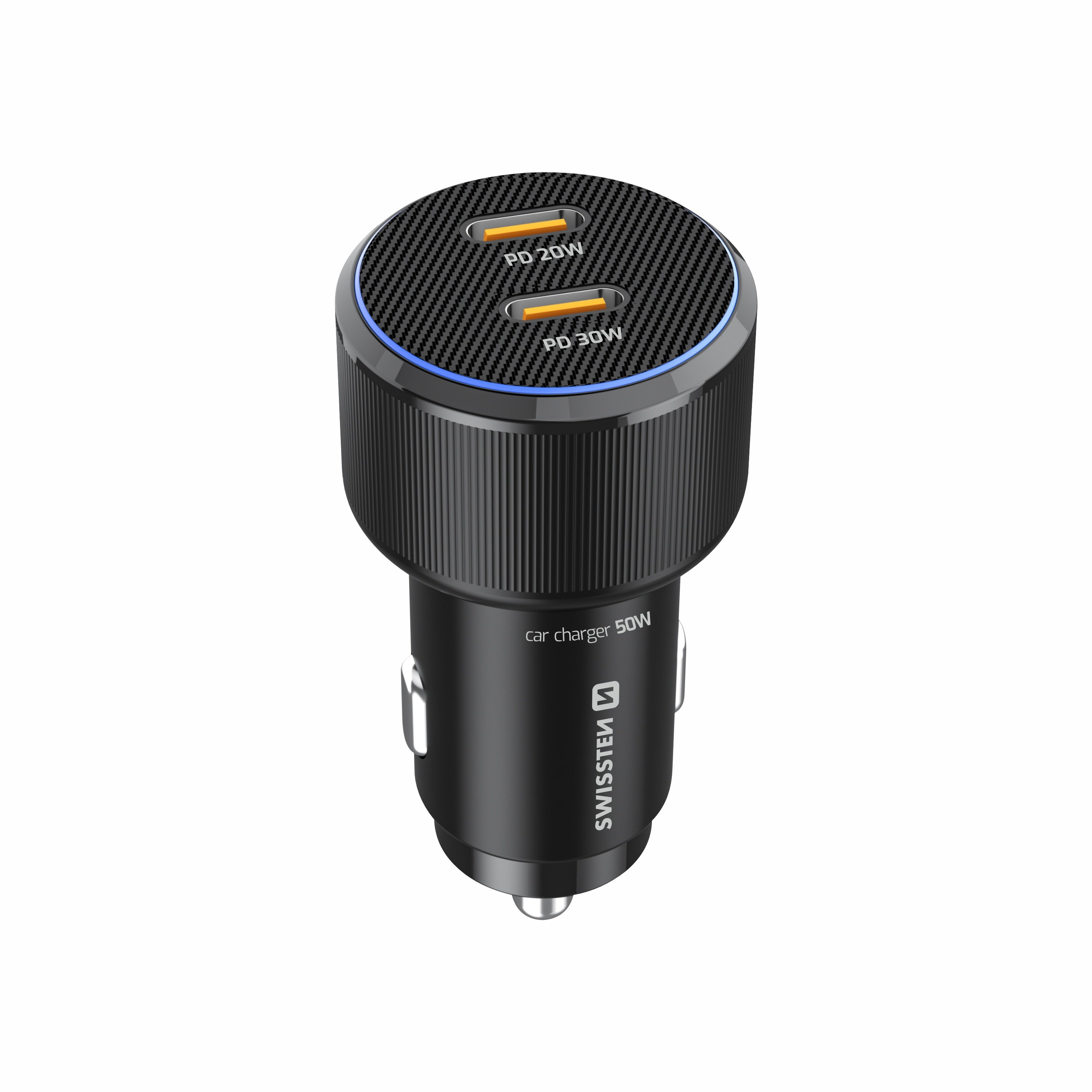 Swissten PD 2x USB-C Car Charger 50W with USB-C - USB-C Cable 1m