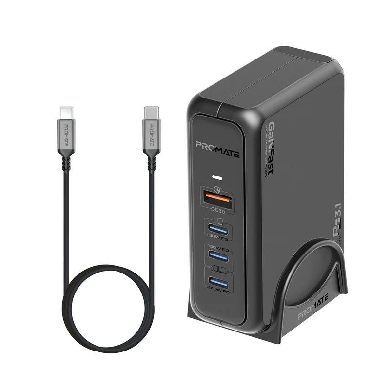 Promate GaNPort-140W GaNFast™ Charging Station 140W / USB-C PD 3.1 / QC3.0