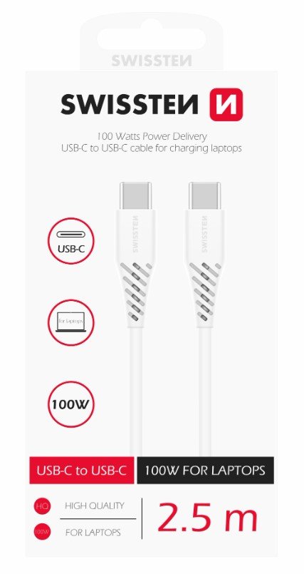 Swissten USB-C to USB-C Power Delivery Data Cable, 5A (100W), 2.5m