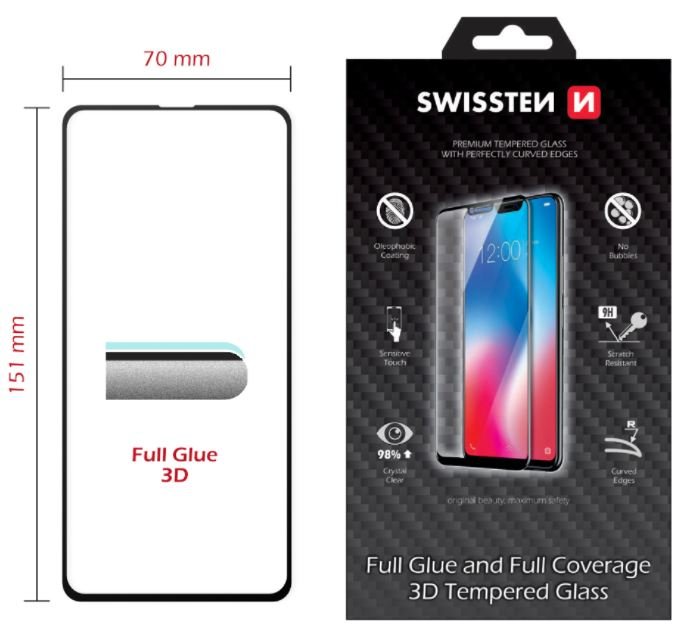 Swissten Ultra Durable Full Glue / Full Face Tempered Glass Apple iPhone 14 Pro Max Black