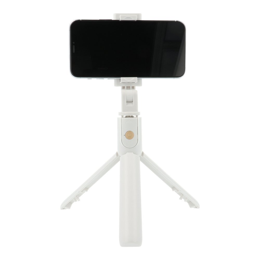 RoGer 2-in-1 Selfie Stick + Tripod, Telescopic Stand with Bluetooth Remote Control, White