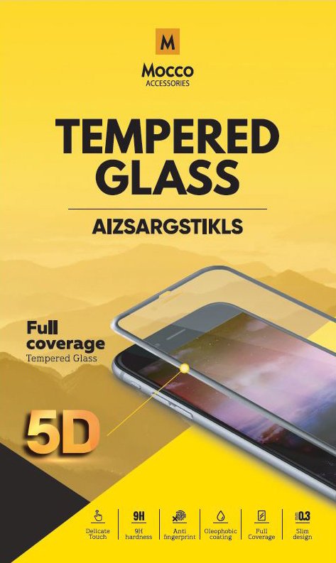 Mocco Full Glue 5D Signature Edition Tempered Glass Full Coverage with Frame for Samsung Galaxy A72 / A80, Black