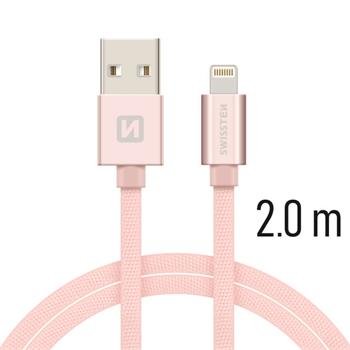 Swissten Textile Fast Charge 3A Lightning Data and Charging Cable, 2m