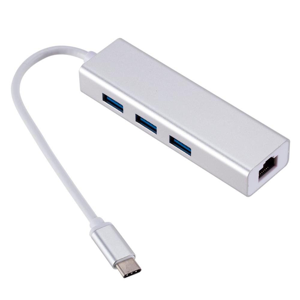 RoGer AD15642 USB-C Hub - 3 x USB 3.0 / RJ45 Splitter