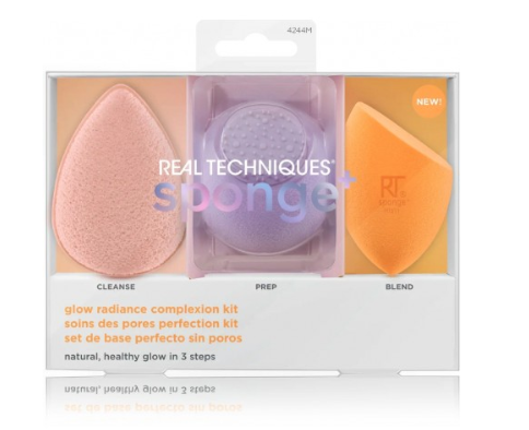Real Techniques Sponge + Glow Radiance Complexion Kit, 3-Piece Makeup Sponge Set