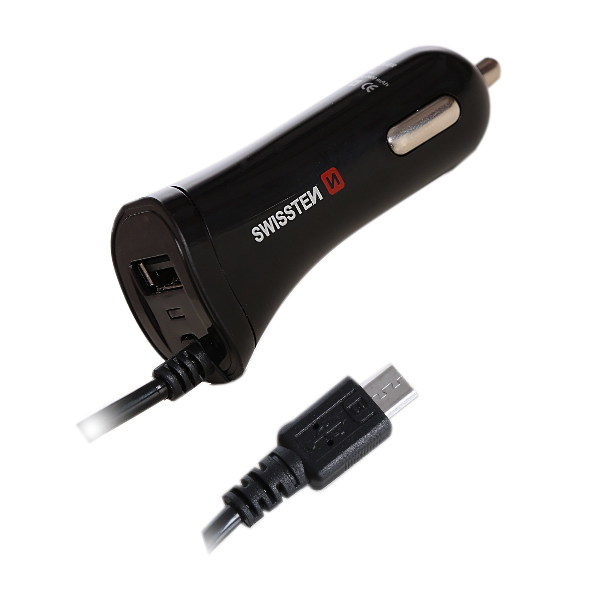 Swissten Premium Car Charger, USB + 2.4A, and Micro USB Cable