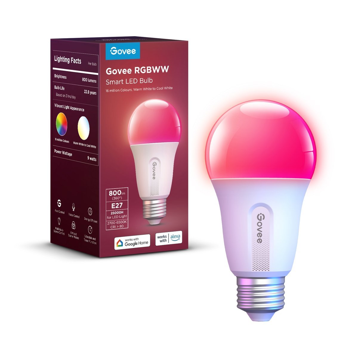 Govee Smart WiFi/Bluetooth Light Bulb 800lm