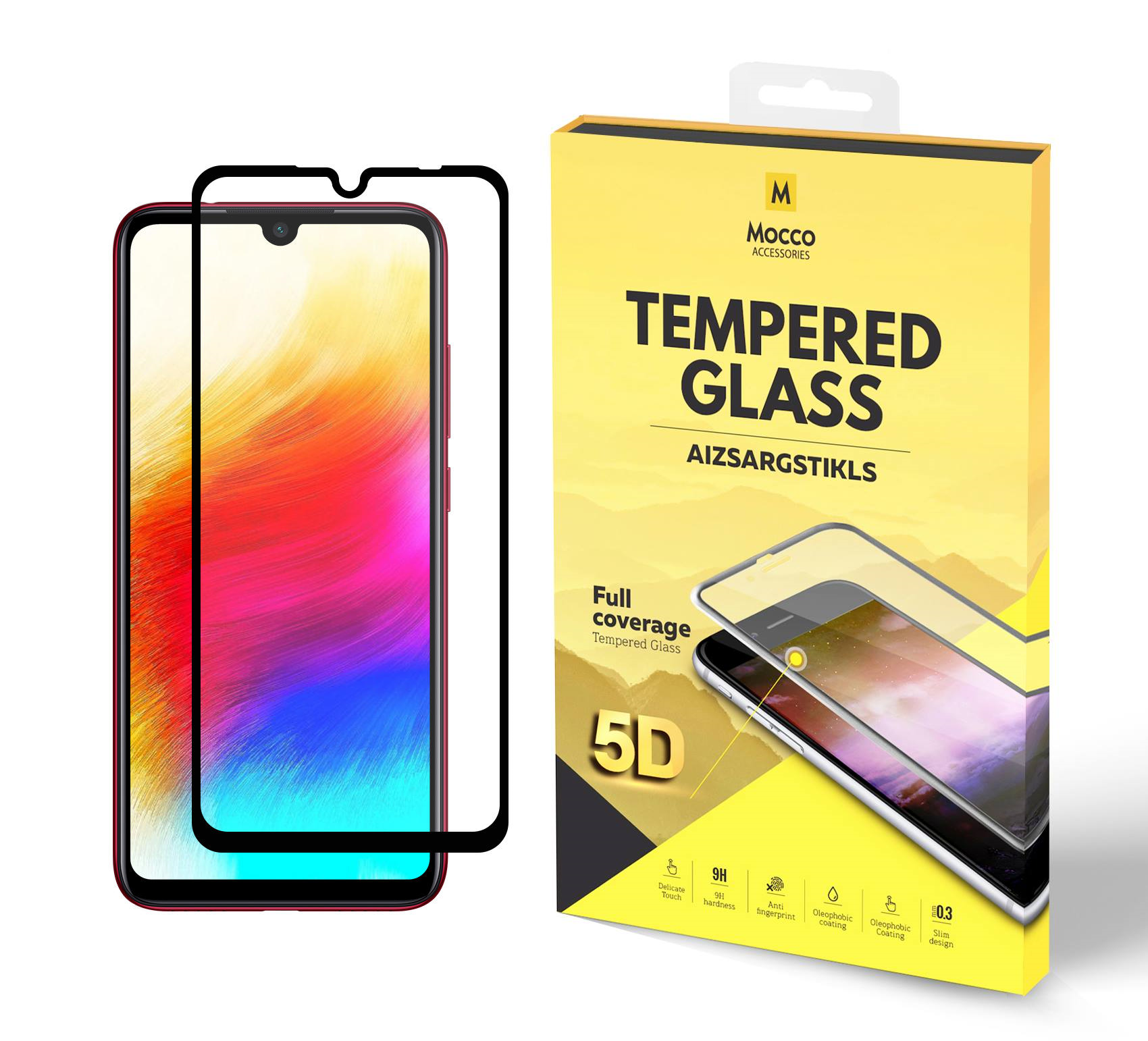 Mocco Full Glue 5D Signature Edition Tempered Glass Full Coverage with Frame for Xiaomi Redmi 7A, Black