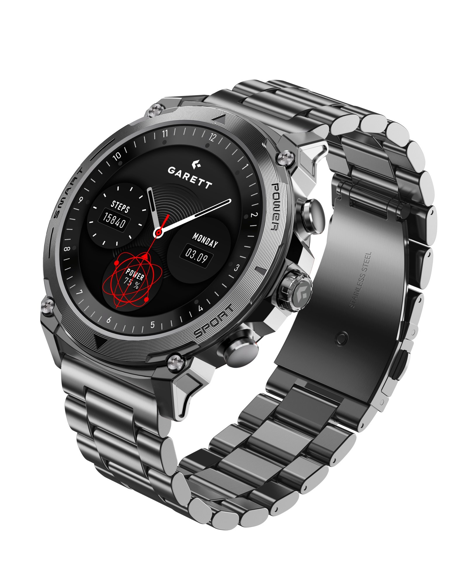 GARETT Atom Silver Steel Smartwatch