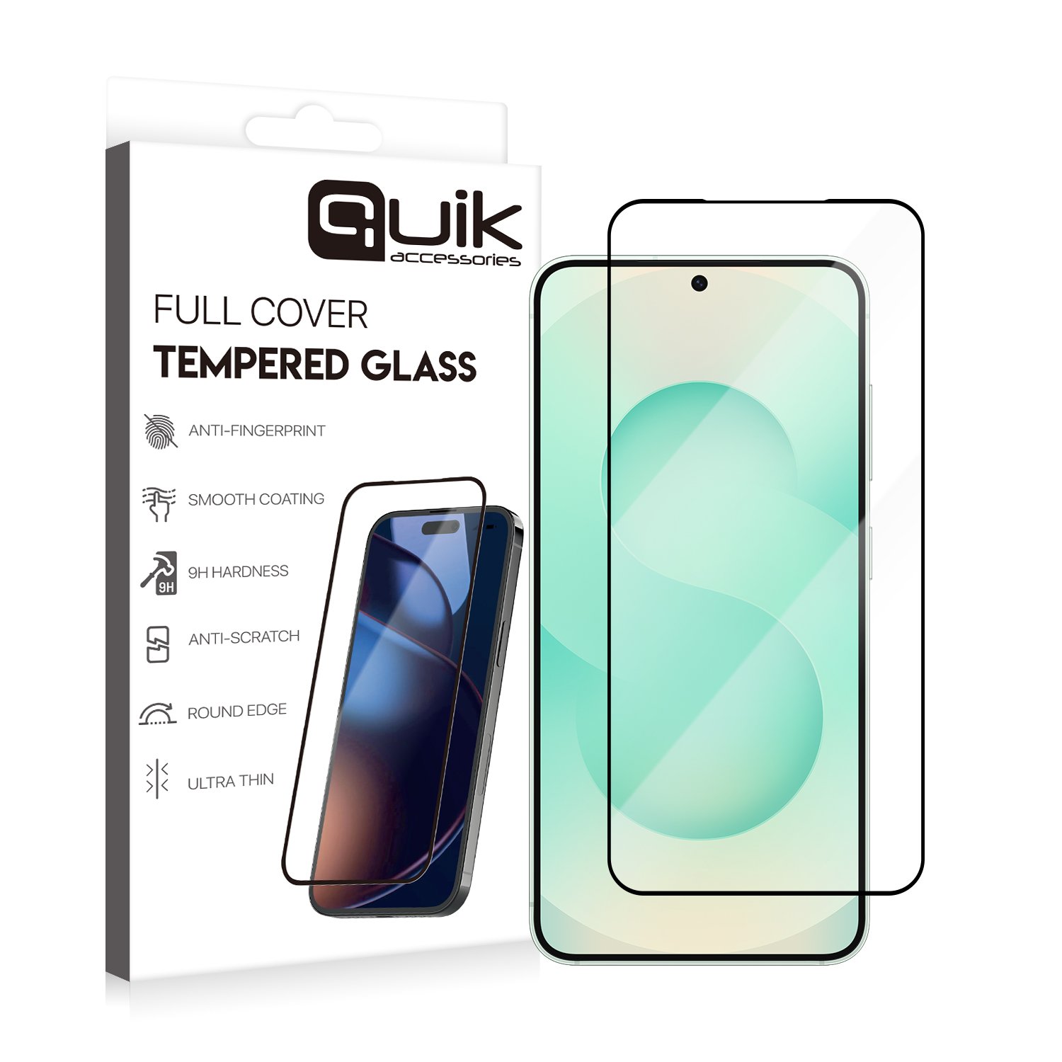 Quik Full Cover Tempered Glass Accessories for Samsung Galaxy S25