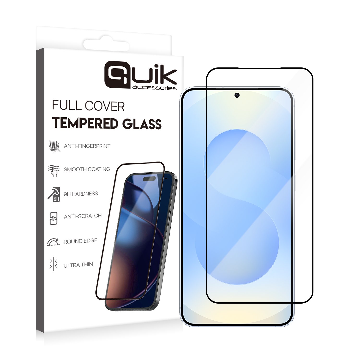 Quik Full Cover Tempered Glass Accessories for Samsung Galaxy S25 Plus