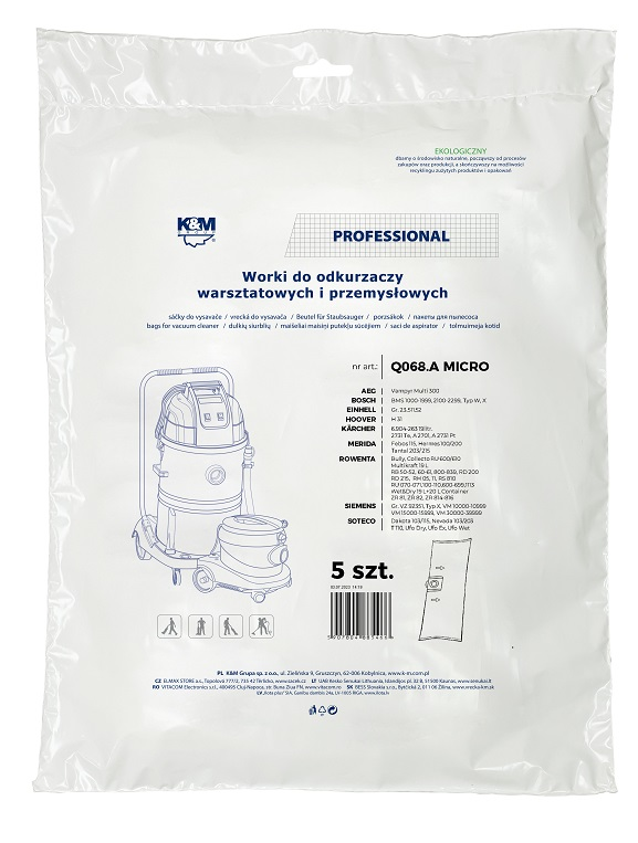 K AND M KM-Q068.A ROWENTA Vacuum Cleaner Bags, 5-pack.