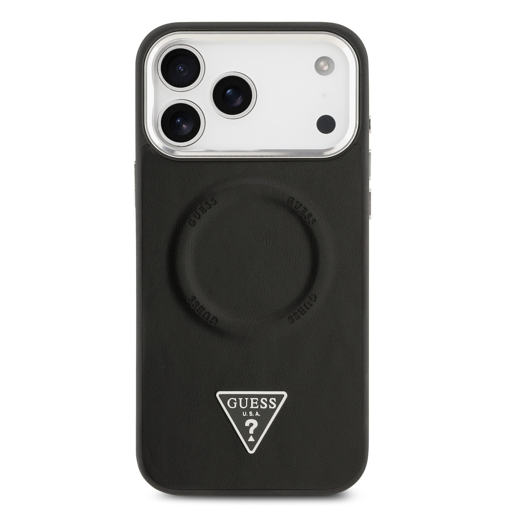 GUESS PU Leather Triangle Logo MagSafe Case for Apple iPhone 17 Pro