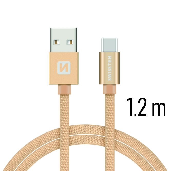 Swissten Textile Universal Quick Charge 3.1 USB-C Data and Charging Cable, 1.2m