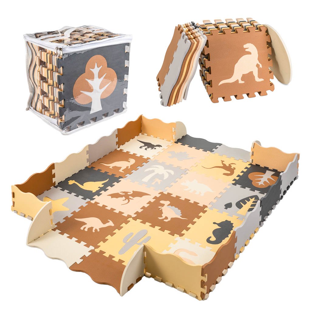 RoGer Children's Dinosaur Puzzle Carpet, 36 pieces, 143x143cm