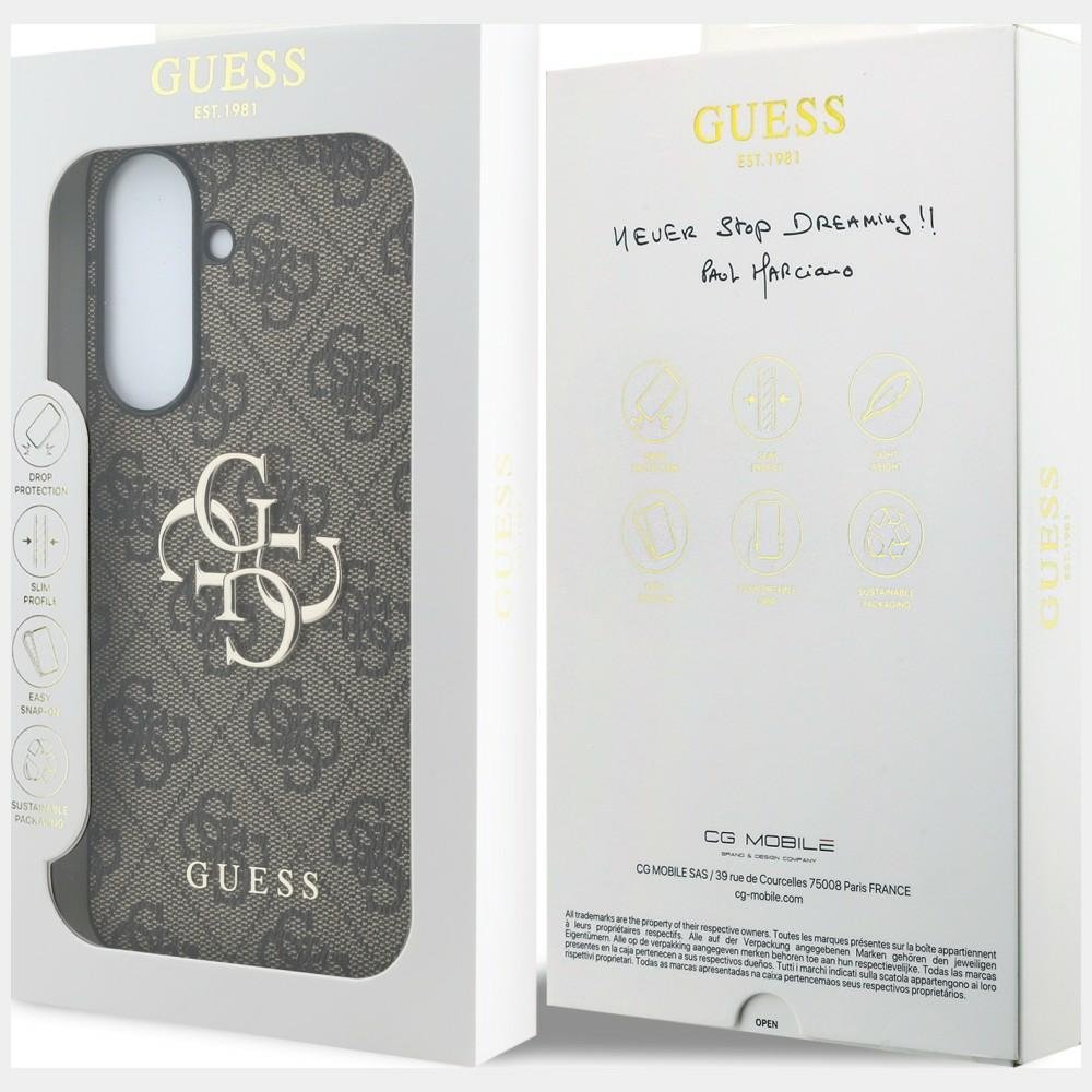 GUESS Leather 4G Metal Logo Case for Samsung Galaxy A57 5G / brown